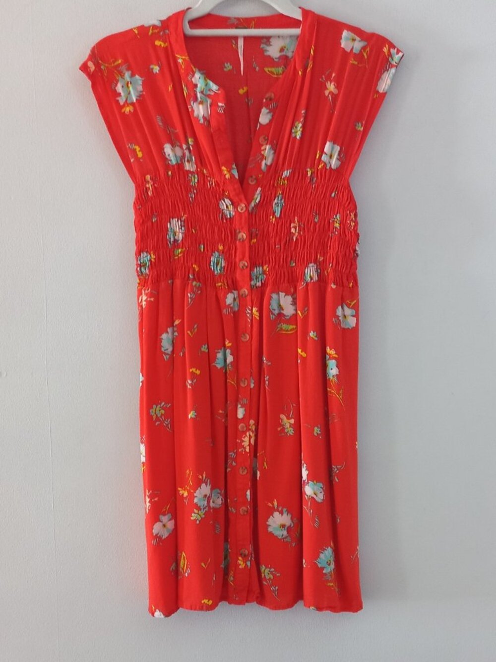 FREE PEOPLE red floral sleeveless tunic